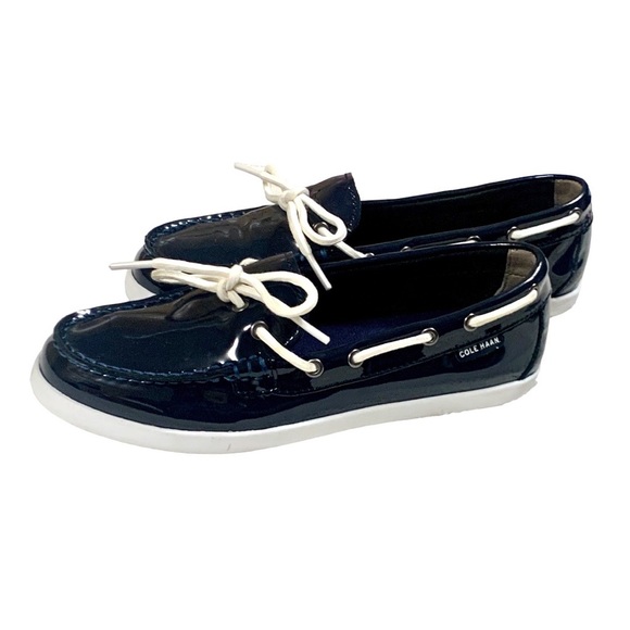 Cole Haan Pinch Women's Boat Shoes Patent Leather Navy Blue Size 7 - Picture 8 of 12